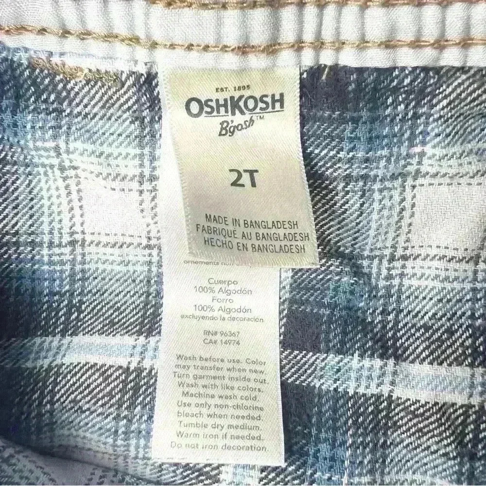 Osh Kosh B’Gosh | Toddler Plaid Flannel Lined Denim Overalls | Size 2T